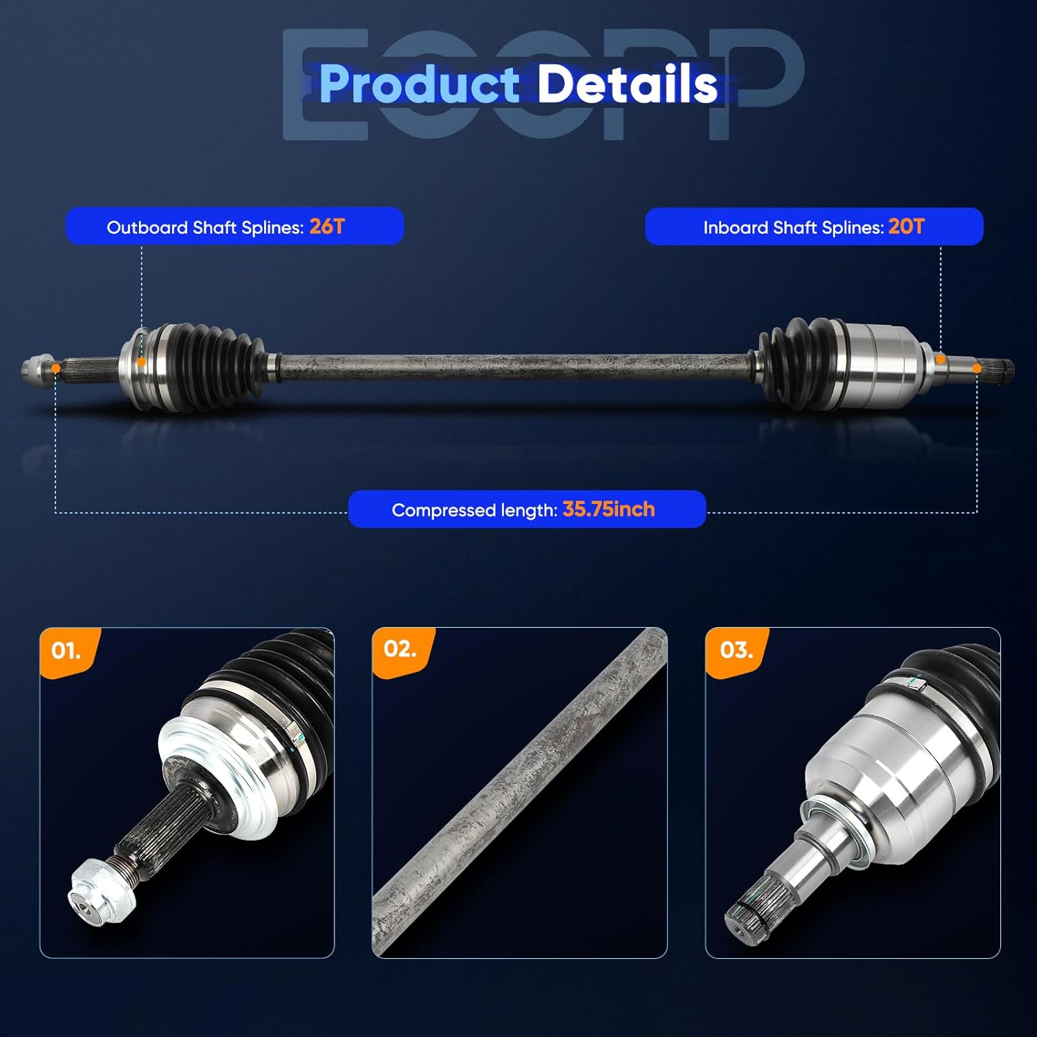 ECCPP CV Axle Shaft Assembly fit for Scion xD 1.8L ATVs