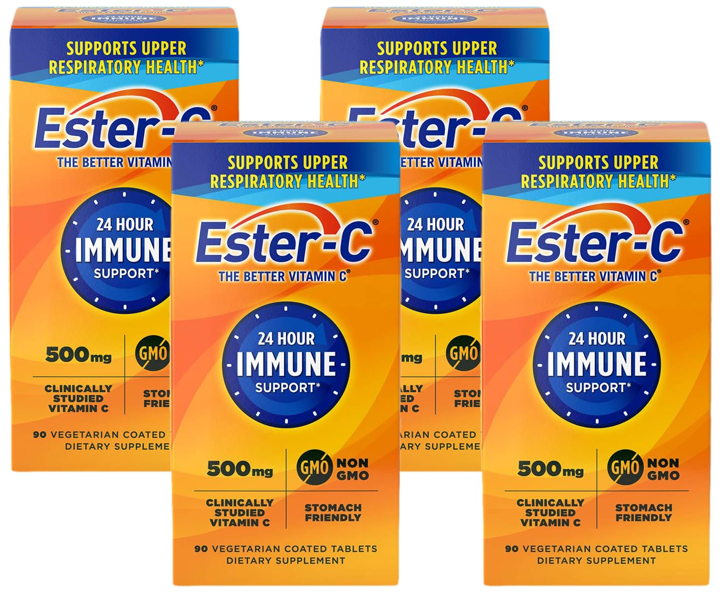 Ester-C500 mg 24 Hour Vitamin C Tablets for Immune Support, Vitamin C Supplement, 90 Count (Pack of 4)