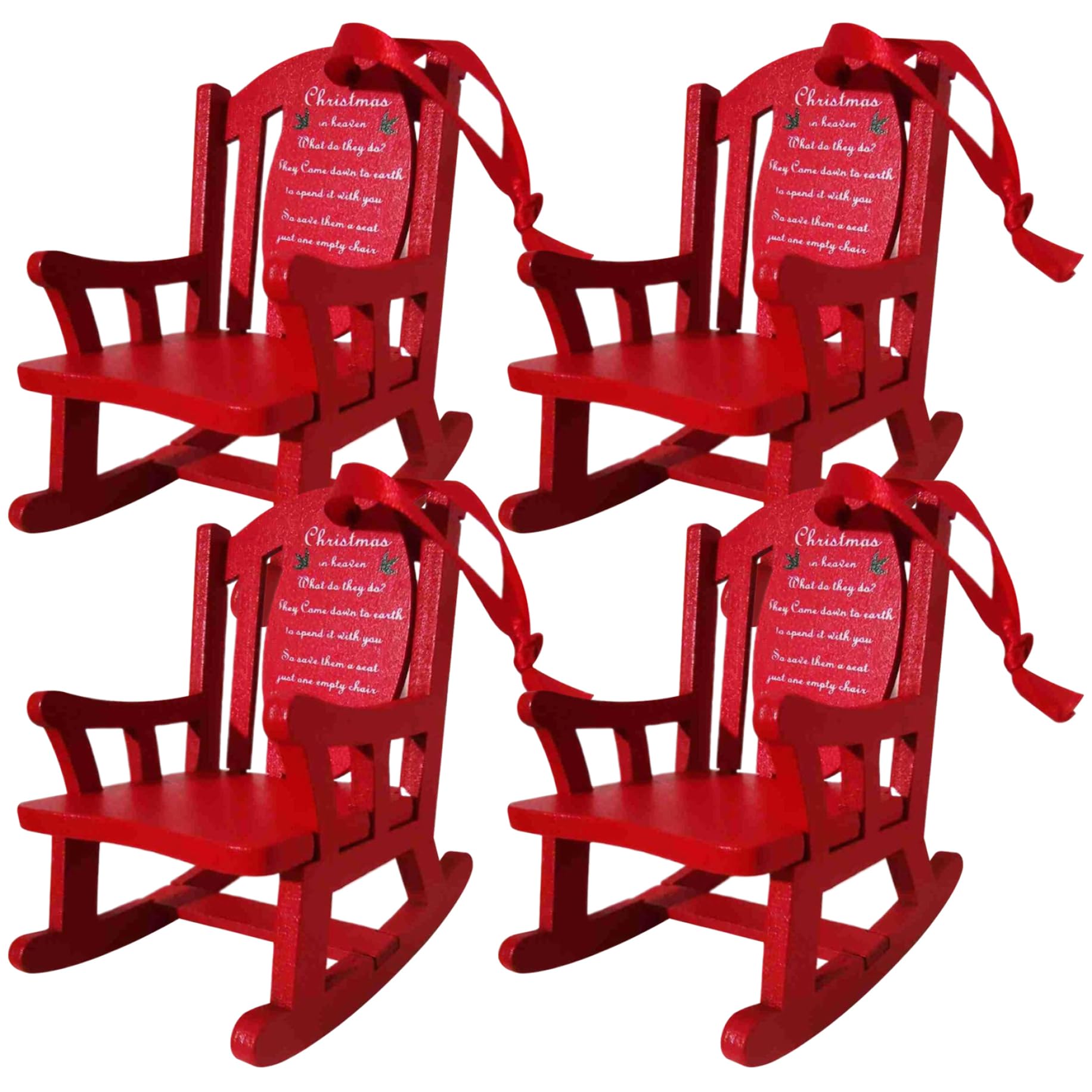 Mini rocking chair de Noël suspension commémorative en bois 4pcs