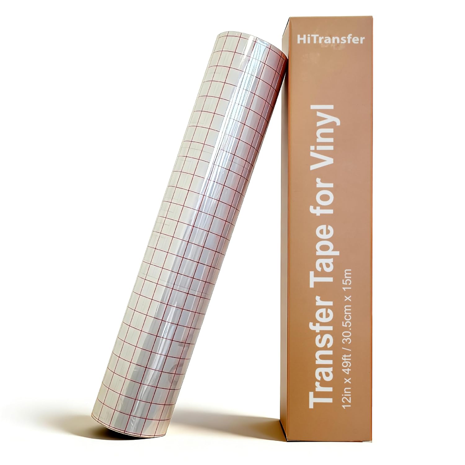 Clear Transfer Tape for Vinyl - 12’’ x 49 FT w/Red Alignment Grid Transfer Paper for Wall, Window, Crafts and Decals, Medium Tack Vinyl Transfer Tape for Permanent Adhesive Vinyl Sheets