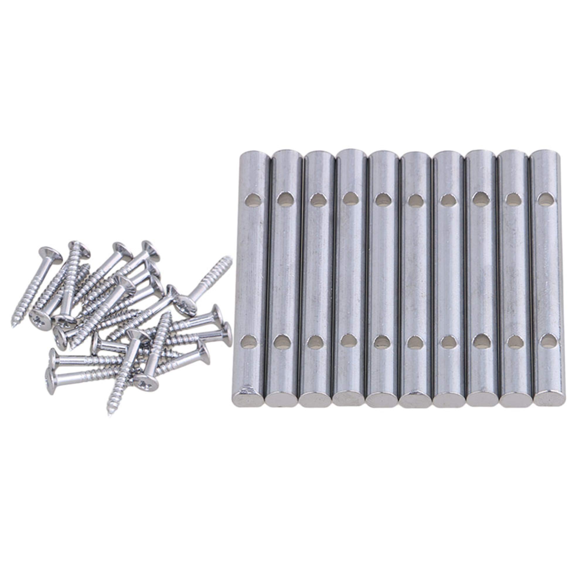 Mxfans10-piece chrome brass guitar string fixing rod suitable for electric guitar length: 45mm (1.77inch) hole spacing 25mm (0.98inch)
