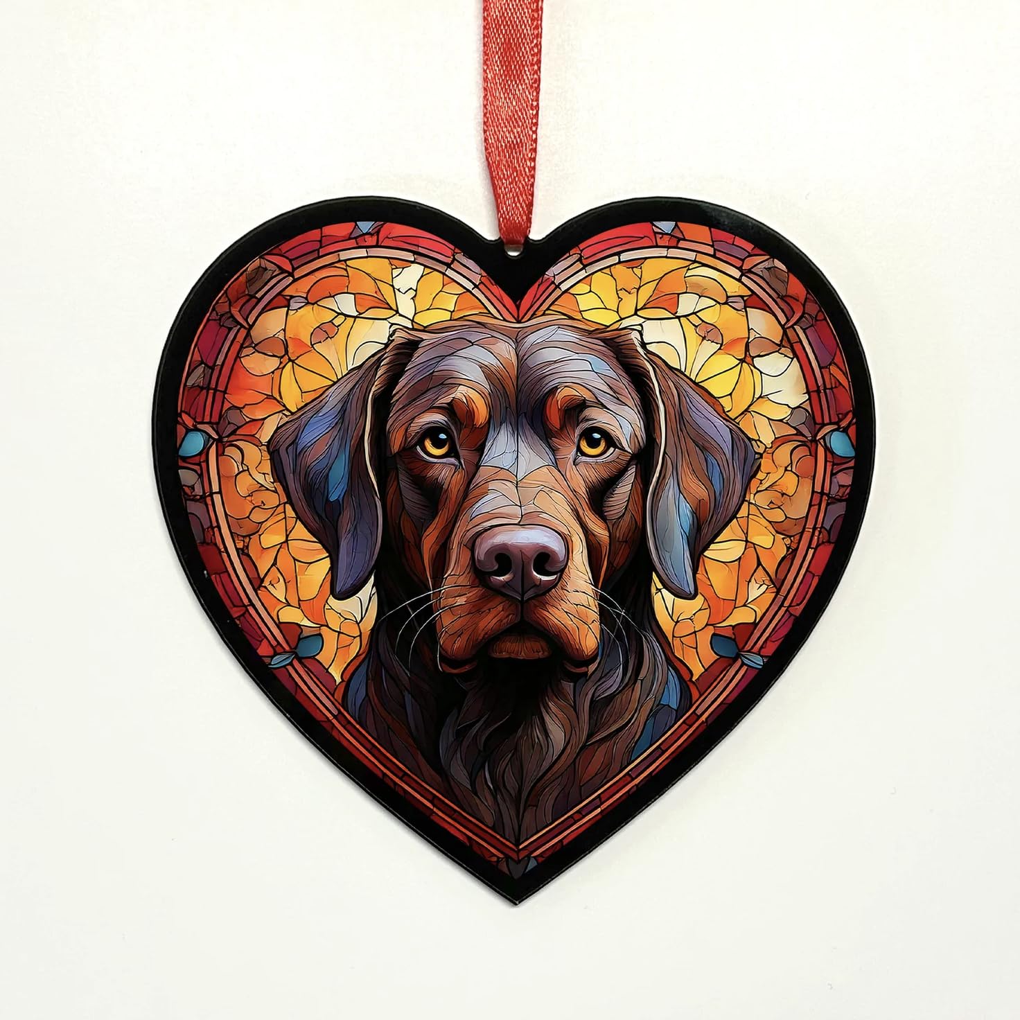Chocolate Labrador Heart Suncatcher - Memorial or Gift for Dog Lovers - 19cm