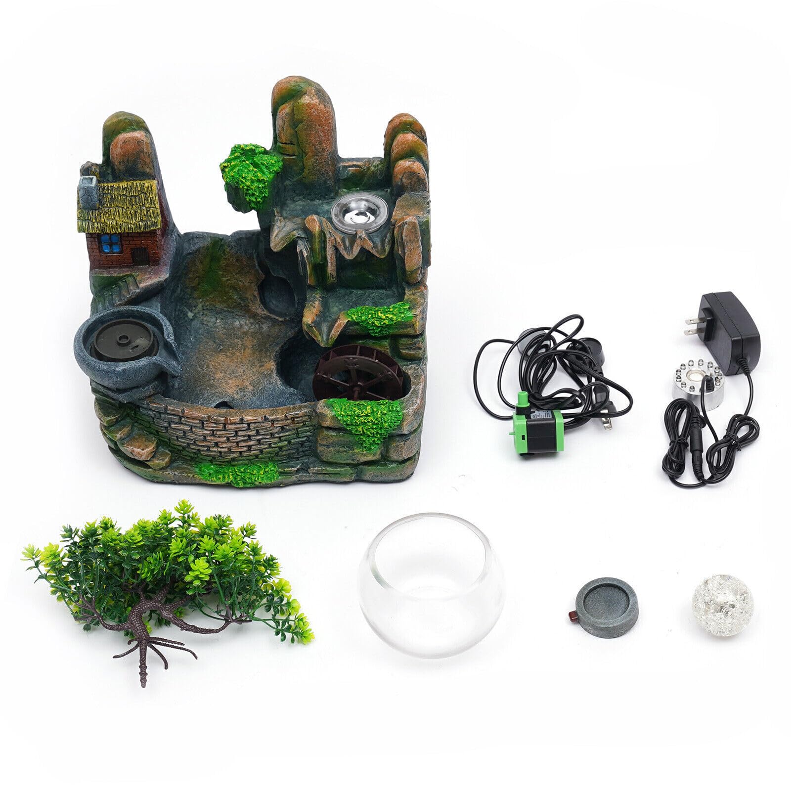 Fontaine d'intérieur avec éclairage LED - Fontaine de table - Fontaine de jardin - Fontaine d'intérieur avec éclairage LED - Fontaine de table - Fontaine de table - Fontaine à cascade