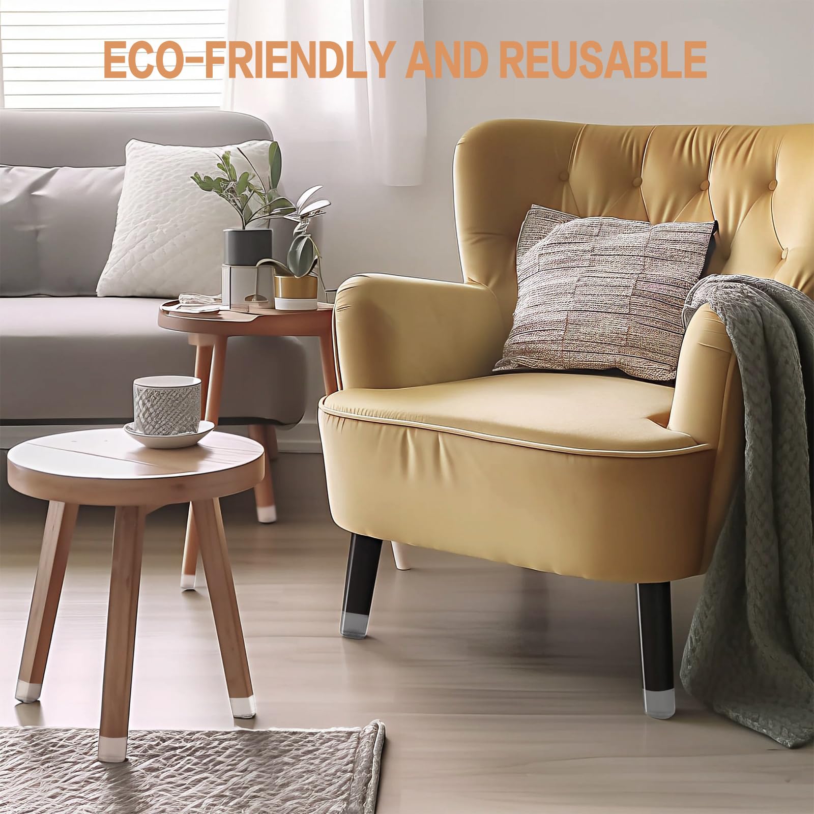8 protectores de suelo para patas de silla, protectores de suelo de silicona transparente para suelos de madera dura, tapas de patas de silla con almohadilla de fieltro para patas de muebles