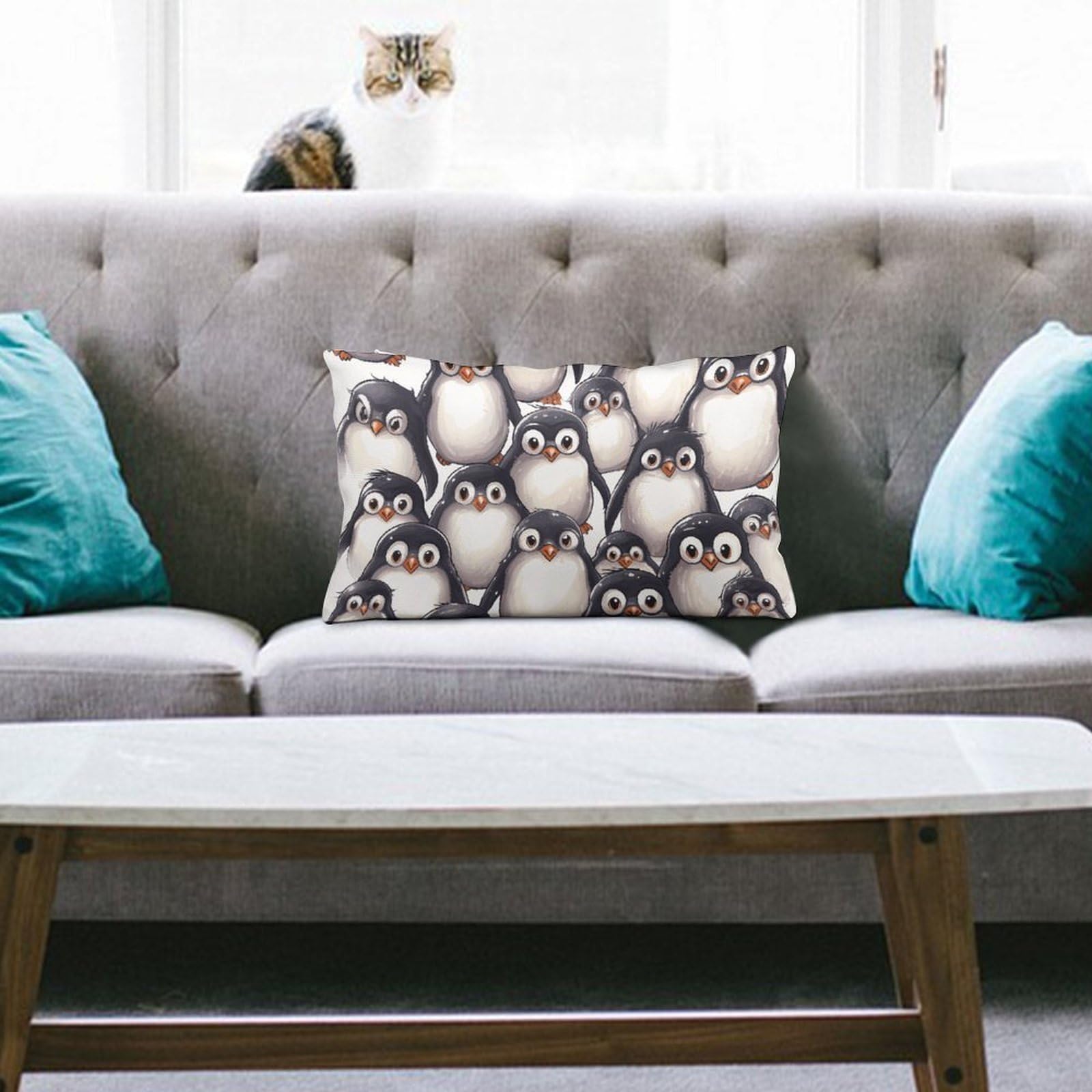 NTVOWPZO Decoration Throw Pillow Covers 8"x12" Pillowcases Covers Cute Baby Penguins Sketch Soft Pillowcases Modern Farmhouse Home Decor Sofa Cushions Covers for Couch Bed Living Room