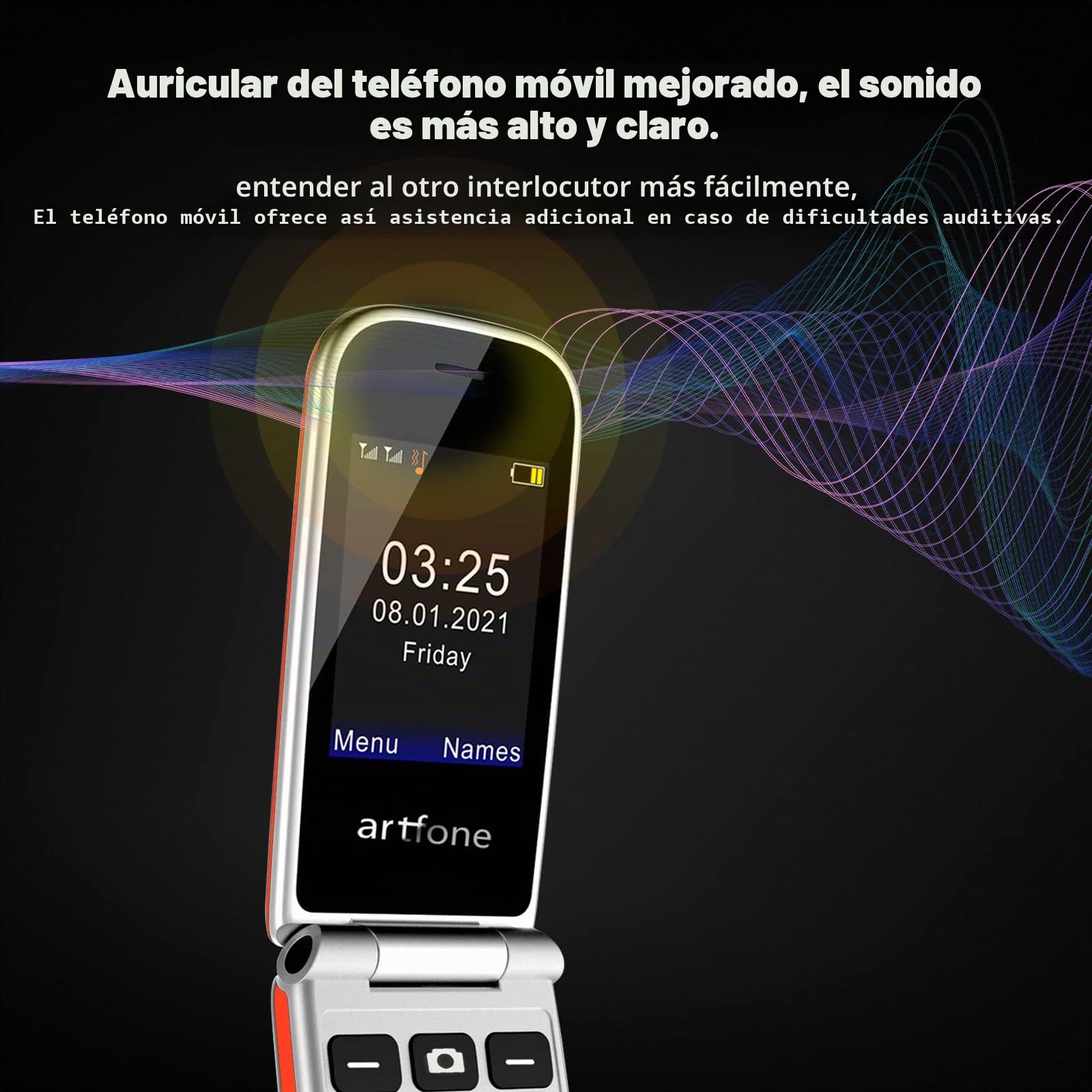 artfone CF241 - Teléfono móvil con tapa para personas mayores, teléfono simple con botón grande para personas mayores, teléfonos GSM, desbloqueados, sin SIM, con pantalla grande de 2.4 pulgadas (rojo)