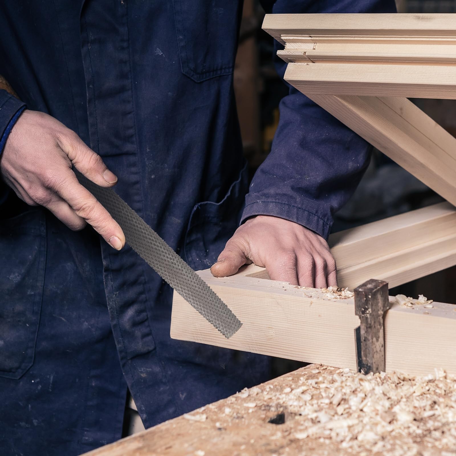 QUARKZMAN 3 Piezas De Lima De Desbastar Madera 12" Acero | Plana/Redonda/Media Caña Lima Multifuncional, Con Mango De Plástico, Para Trabajo En Madera Afilado De Madera Y Metal