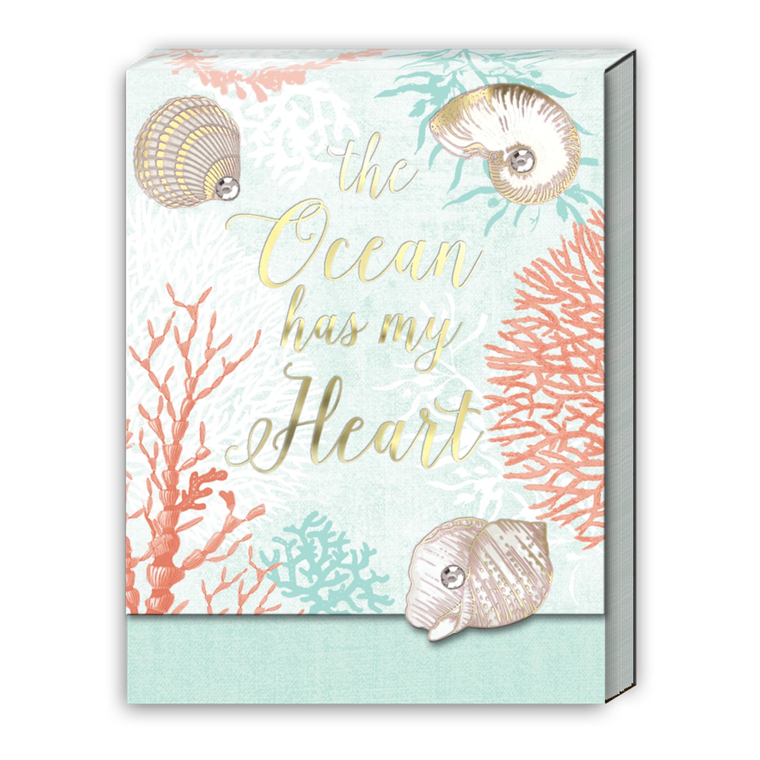 Punch Studio Pocket Note Pads - 75-Sheet Coastal Theme Notepad with Fold-Over Cover &amp; Magnet Closure, 3" x 4", Ocean Has My Heart