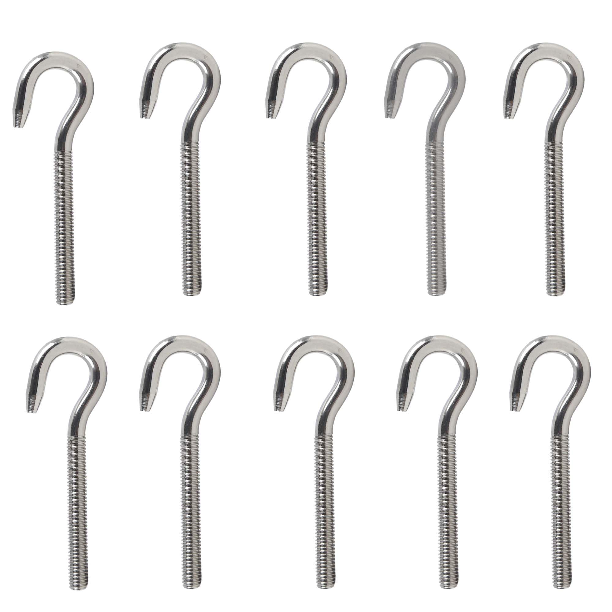 huruirui 10pcs M5 Hook Bolt Eye Bolts 304 Stainless Steel With Long Handles Threaded Rod Round Hook Eyelet Bolt Screw for Outdoor Garden Hanging Projects