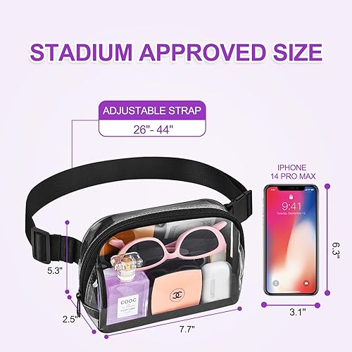 Miniatura 2 de Riñonera transparente para mujeres y hombres, riñoneras de moda, Negro -, Deporte