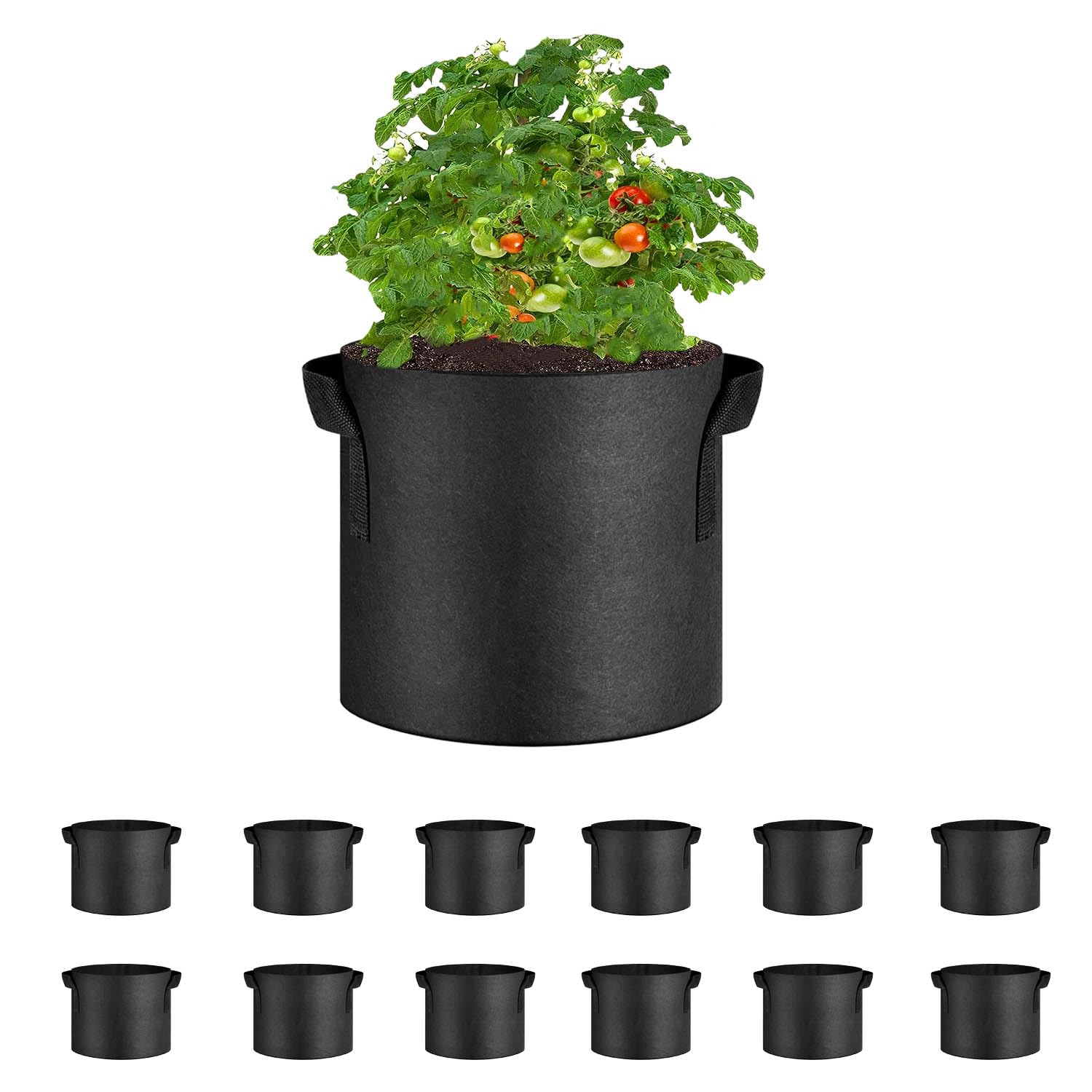 Paquete de 12 bolsas de cultivo de 10 galones, macetas de tela para jardinería, bolsas de plantación gruesas de 300 g