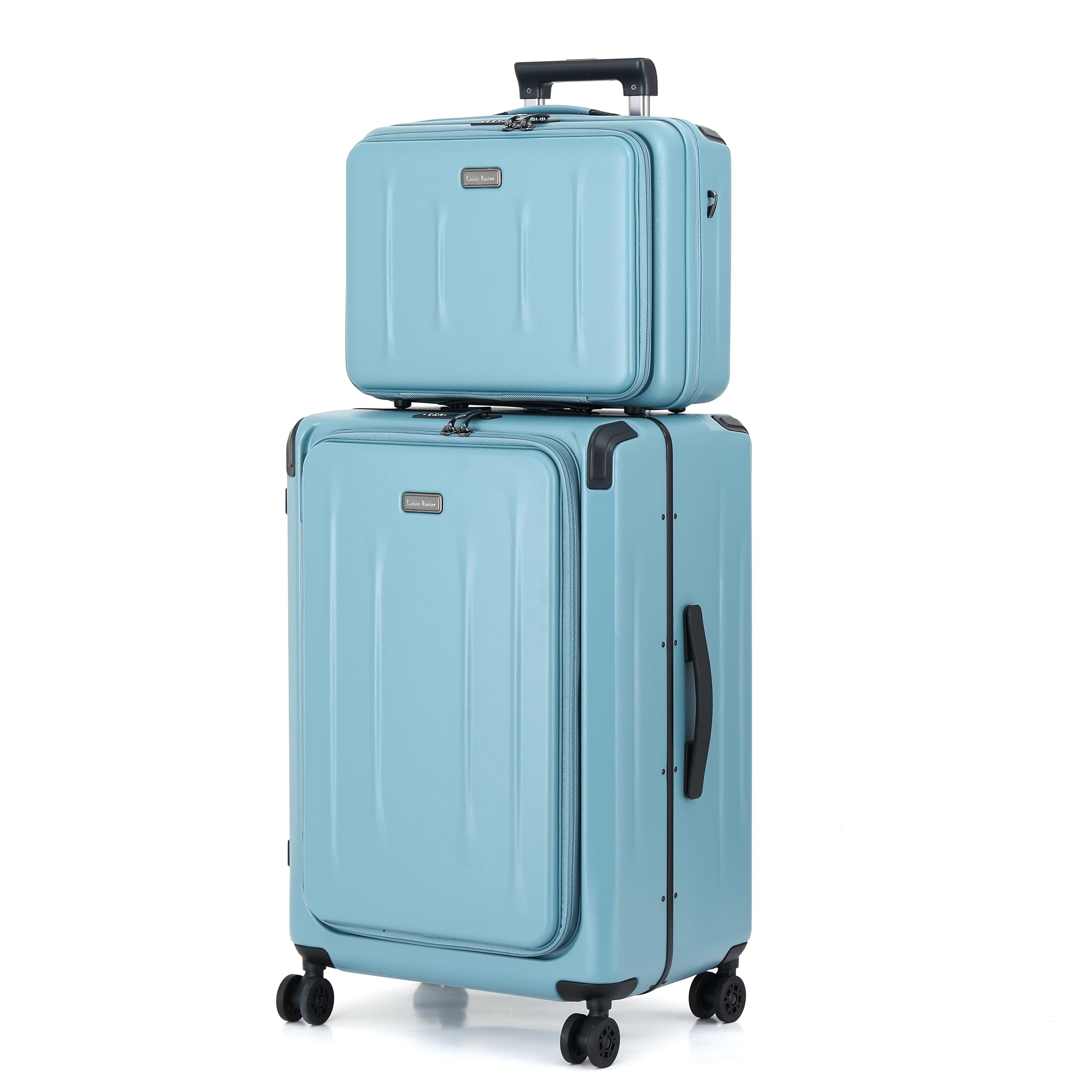 Top Opening Luggage, 16Inch &amp; 25 Inch Airline Approved ABS+PC Hard Shell Suitcases with Silent Wheels, TSA Lock,Front Pocket and Wet-dry Separated Six-piece Set(Lake Blue)