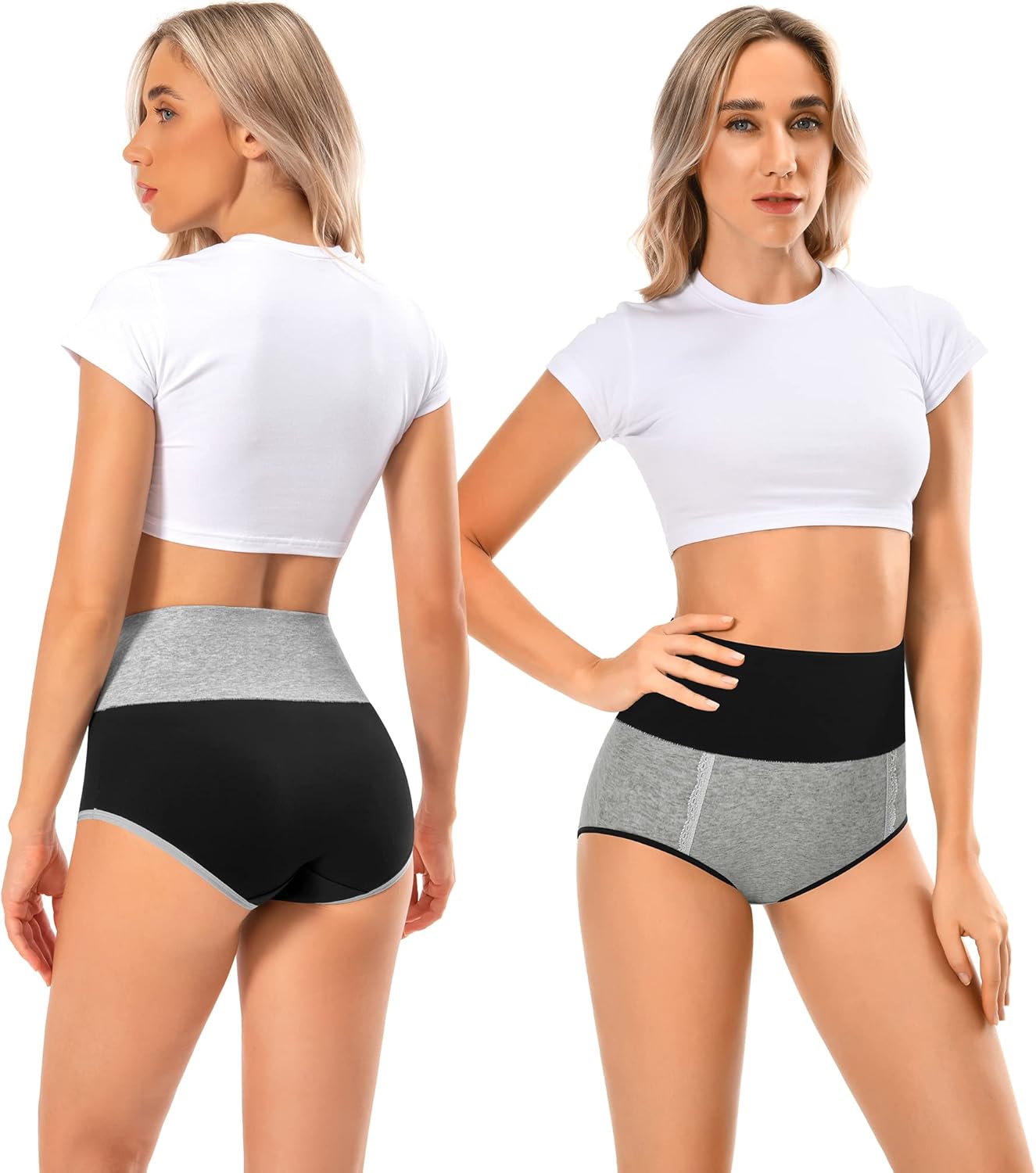 MISSWHO Cotton High Waisted Womens Underwear Soft Stretch Breathable Full Coverage Ladies Panties Multipack - Image 2