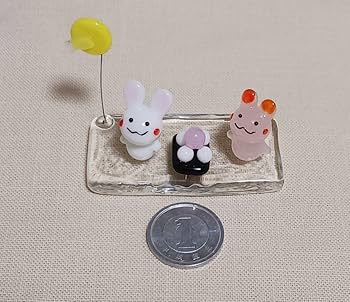 お月見　ガラス細工　ミニチュア Amazon.co.jp: ミニチュアガラス細工 お月見 うさぎ 月見団子 お
