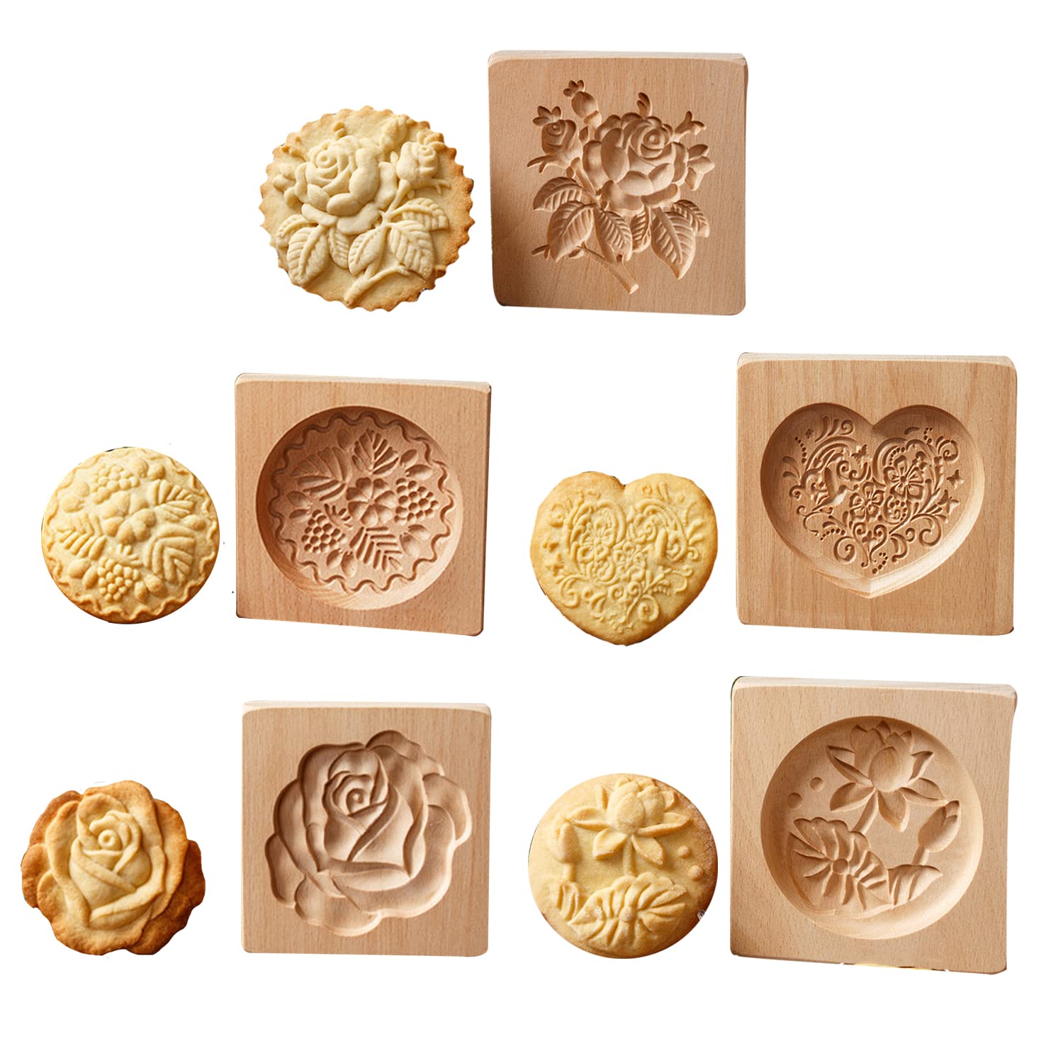 AVSMGP Cortadores para Galletas, Moldes Galletas 5 Piezas, Plástico 3D Formas Corta Reposteria, Decoración para Hornear Fondant Pastelería,B