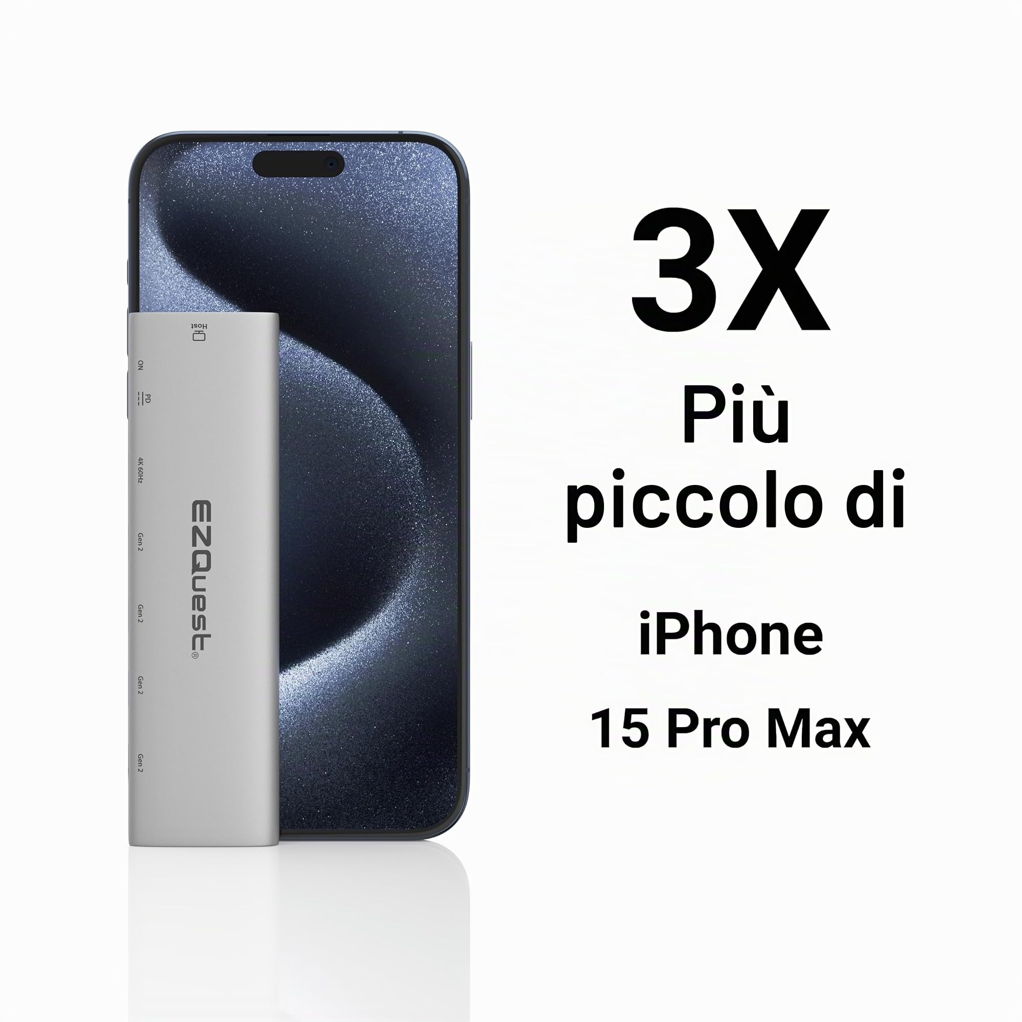 Adattatore Hub USB-C Slim Gen 2 6-in-1 1 USB-C 4K/60Hz Video, 4 USB-C Gen 2 10Gbps, e 1 USB-C Power Delivery 3.0