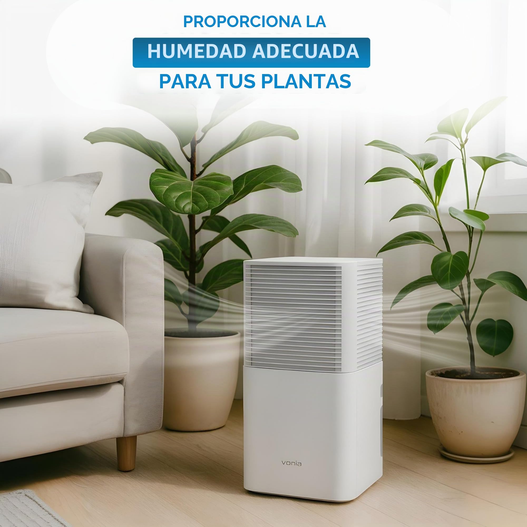 Vonia Deshumidificador 12L/Día - Deshumidificador Eléctrico Silencioso con Depósito 2,5L, Temporizador 24H | Deshumidificador Potente contra Humedad y Moho, para Dormitorio, Baño, Sótano y Hogar