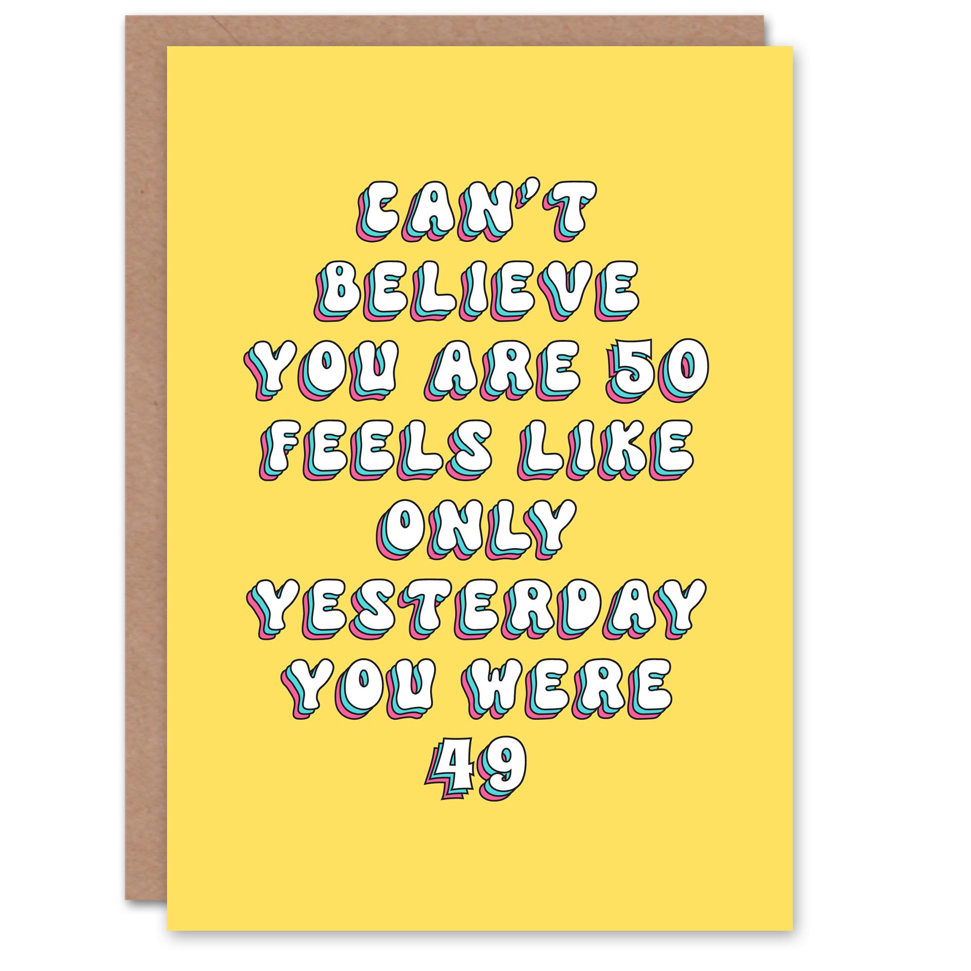 Artery8 Women's Birthday Card - 50th - Yellow