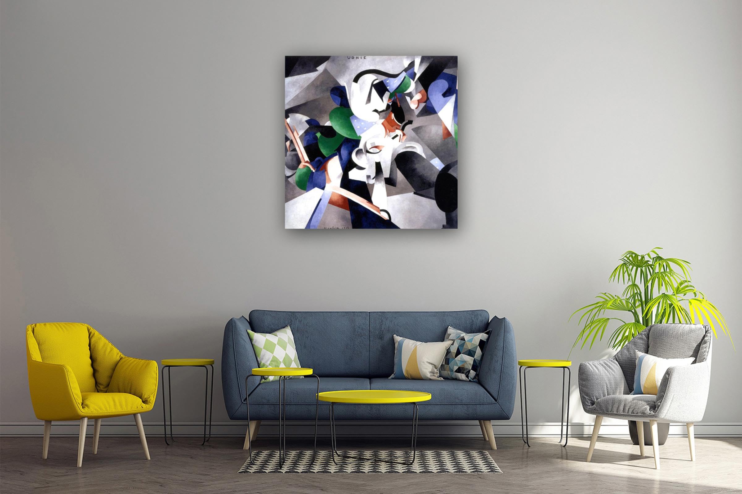 NHLDZYH Abstrakcyjny obraz na płótnie, (Young American Woman, Dance) by Picabio, plakat artystyczny na ścianę dekoracja ścienna sypialnia kuchnia restauracja 50 x 50 cm rama wewnętrzna