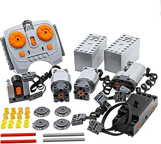 ASTEM 32 pcs Power-Function-Motor-Set Compatible with Technic-Parts. Including Train-Motor Servo-Motor L-Motor IR-Adjuerment-Speed Remote Controller Battery-Box.