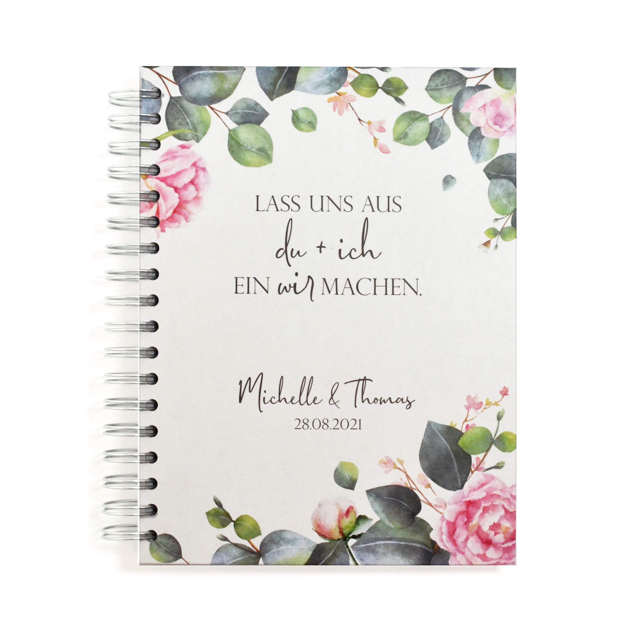 FEENSTAUB Hochzeit planen mit perfekten Hochzeitsplaner Buch 326 Seiten, personalisierbar, inkl. Online Listen, Hochzeitsplanung, Verlobungsgeschenk für beide, Hochzeitsplaner deutsch Rosen