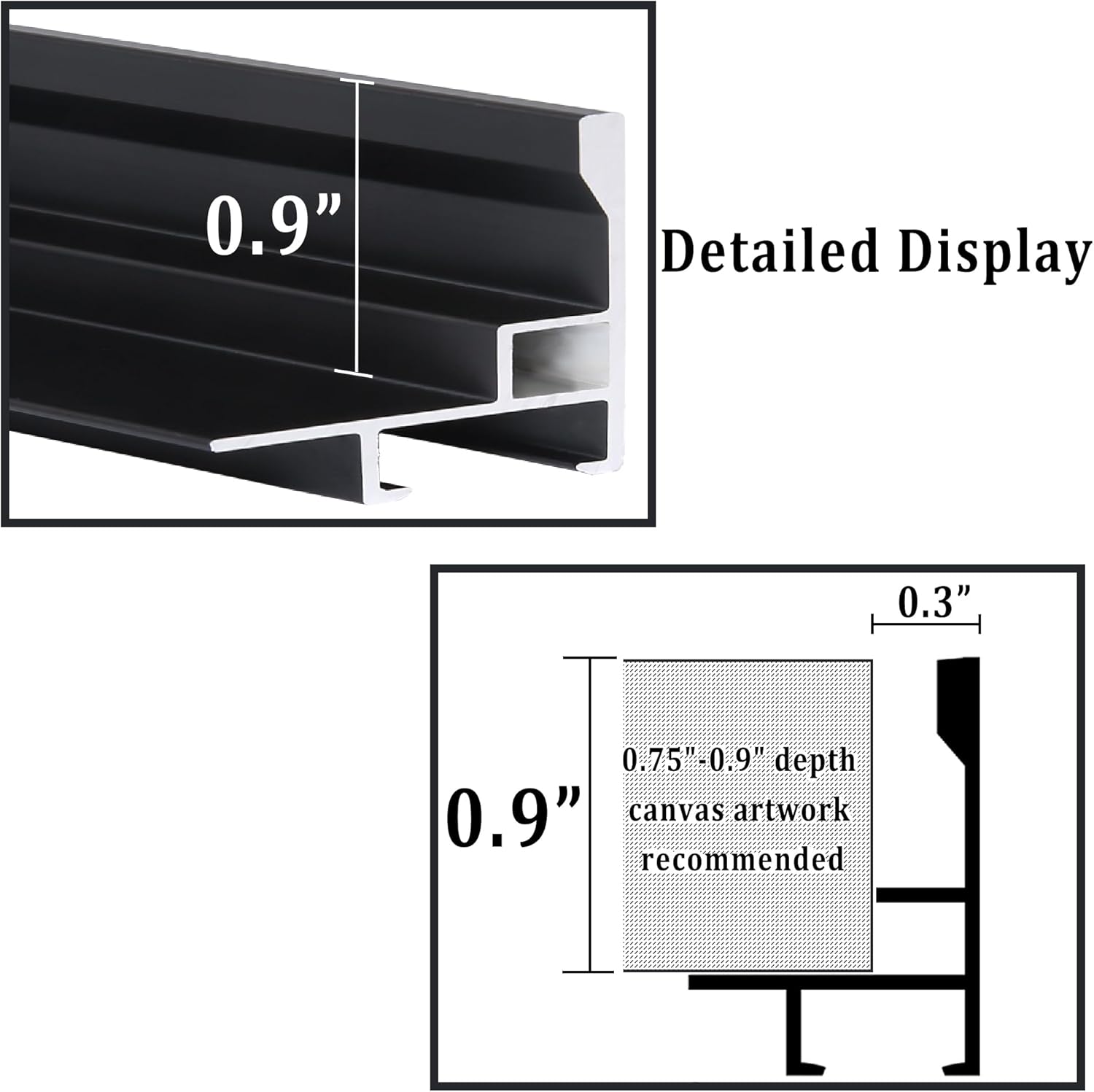 Metal Floating Frame for Canvas Paintings,DIY Canvas Frames with 0.75-0.9 Deep,Floater Frame for Art Prints Wall Decor(24x48,Black)