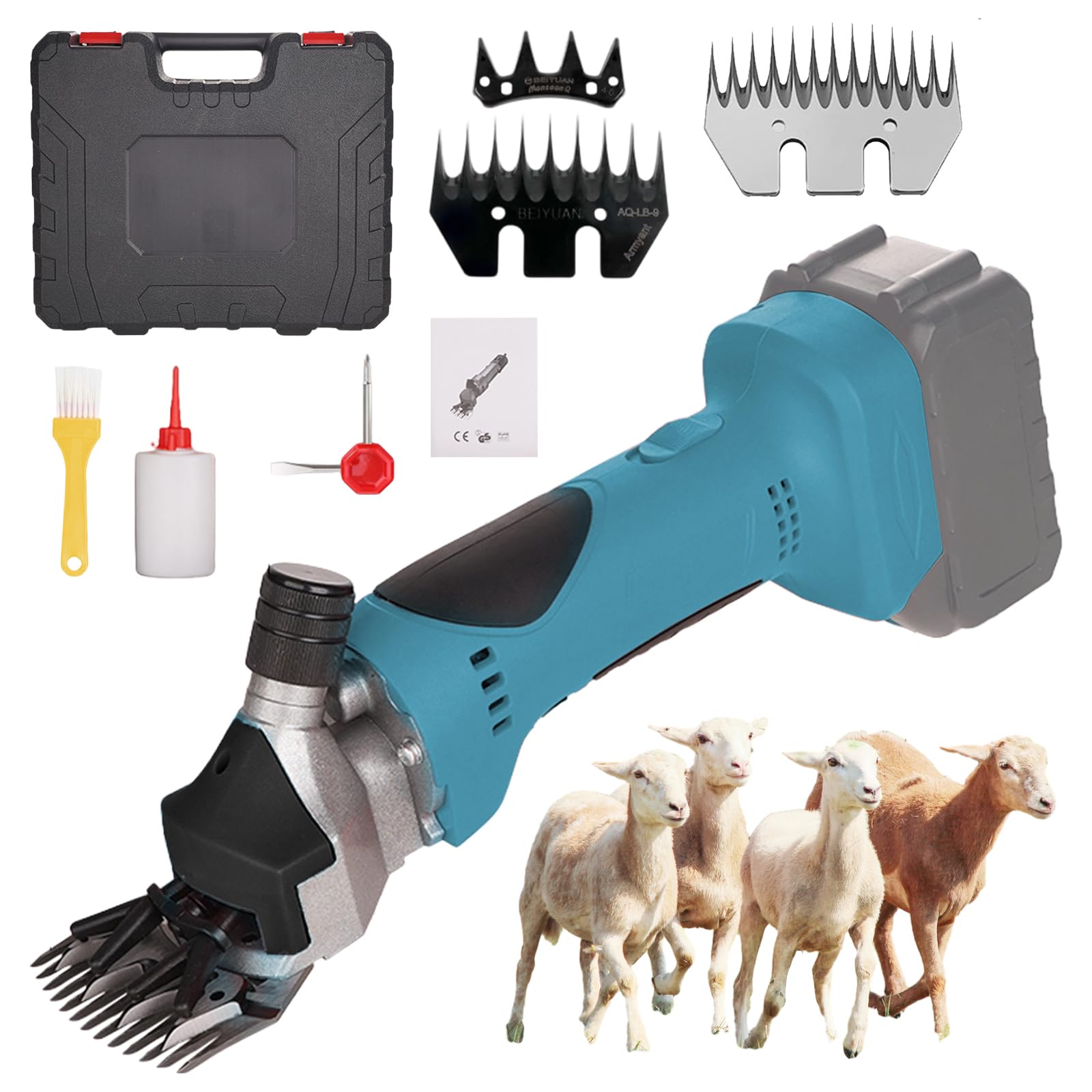 Schafschermaschine für Makita 18V Akku (ohne Akkus), 550W Elektrische Schafschere mit 2 Klingen und Kunststoffbox, 3000 U/min, Akku Schnurlose Schafschere Für Schafe, Alpakas Und Ziegen