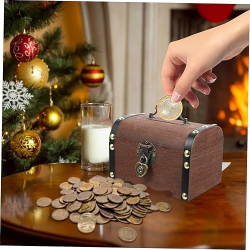 Miniatura 8 de Hucha de madera, caja del tesoro de madera, caja de almacenamiento de dinero, cofre del tesoro, hucha hecha a mano, joyería de madera, caja de