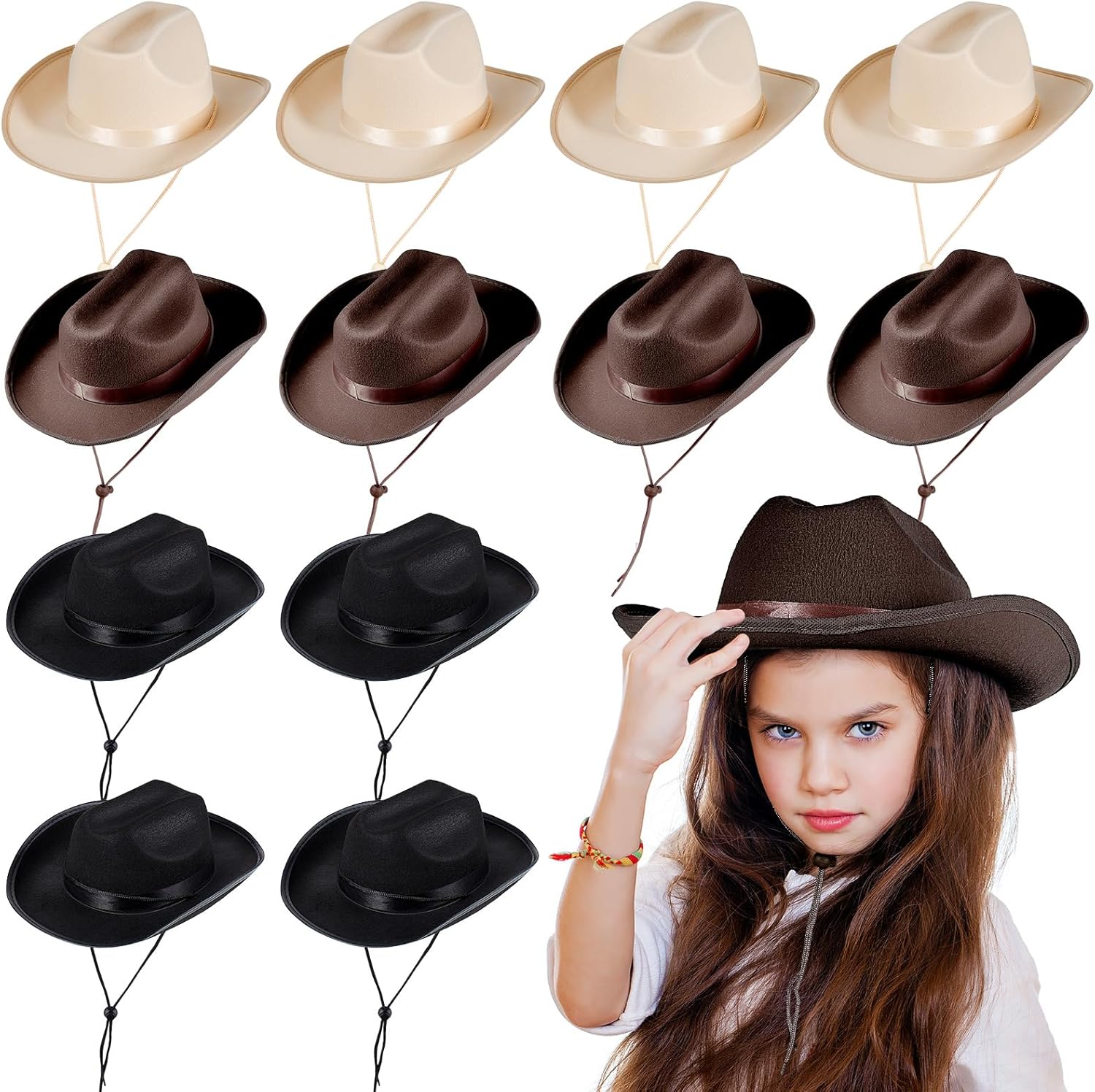 Hercicy Cowboy Hats Kids Toddler Cowgirl Hat for Boys Girls Child Baby Costume Accessories Western Birthday Party Supplies