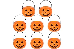 8Pcs Plastic Pumpkin Buckets for Halloween
