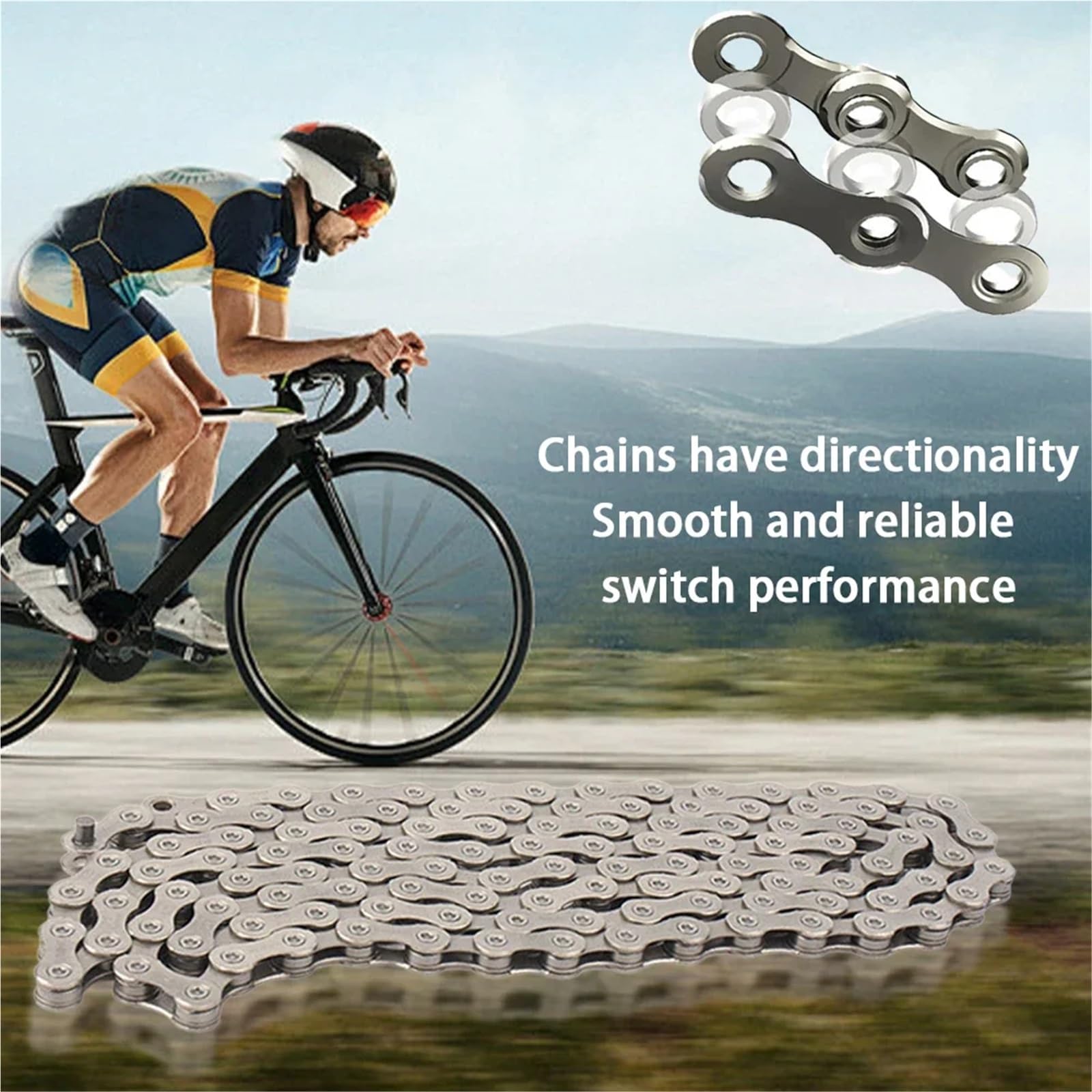 Chaîne de vélo 11 vitesses - 116 maillons avec maillon rapide for vélos route et électriques