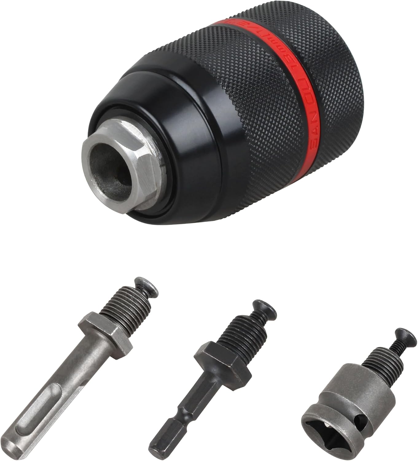 1.5-13mm Keyless Drill Chuck 1/2-20UNF - SDS Plus Adapter + Hex Shank/Socket Converter, Multi-Purpose