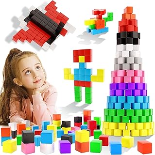 Girigi 10 Colors Magnetic Blocks for Toddler Toys, Montessori Sensory STEM Building Preschool Magnet Toys for 3 4 5 6 Year Old Boys and Girls, Large Magnetic Cubes Building Blocks for Kids