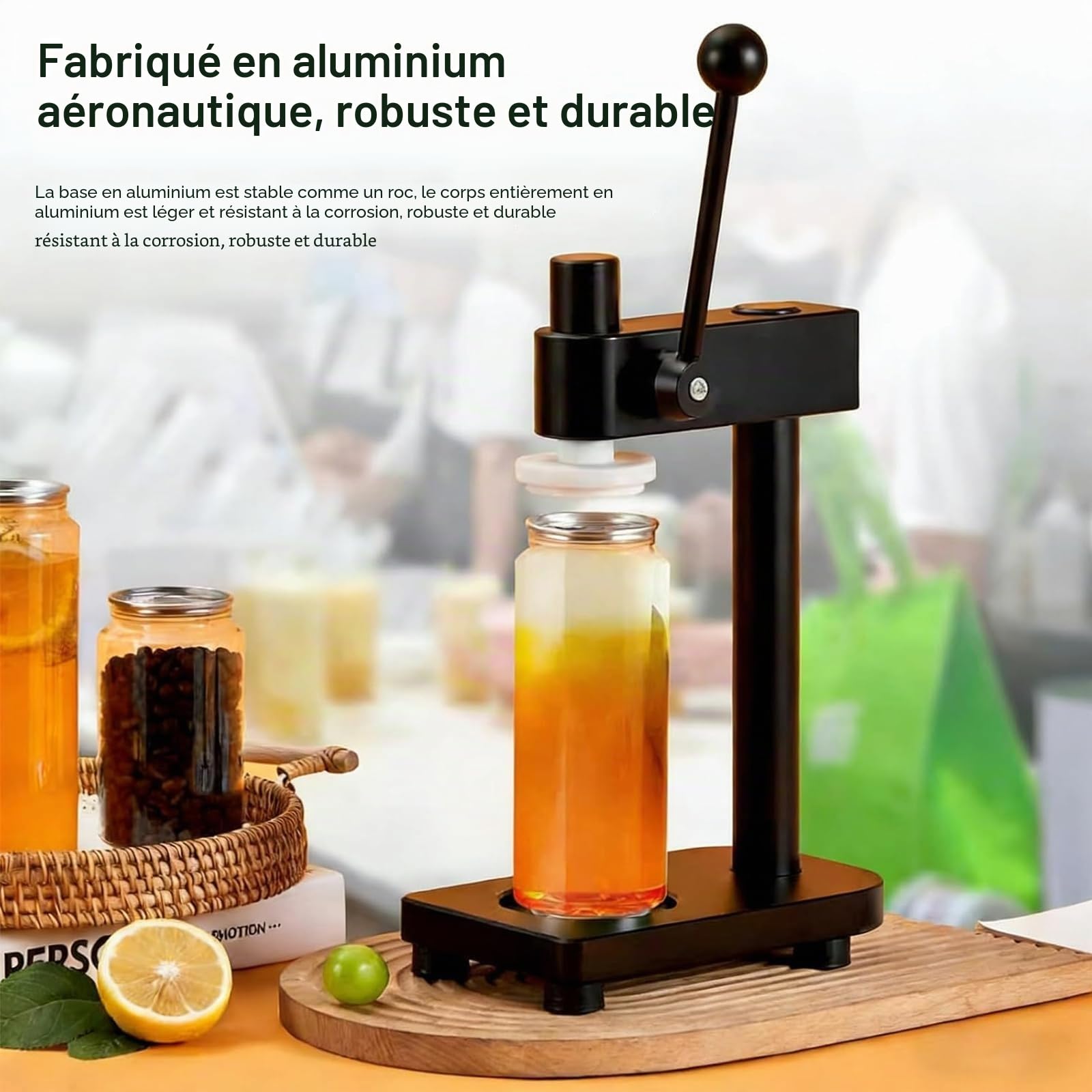 Machine à sceller les canettes manuelle, machine à sertir les boîtes de conserve portable avec base fixe, hauteur réglable de 55 mm de diamètre, pour bière/jus/café/soda/boissons black