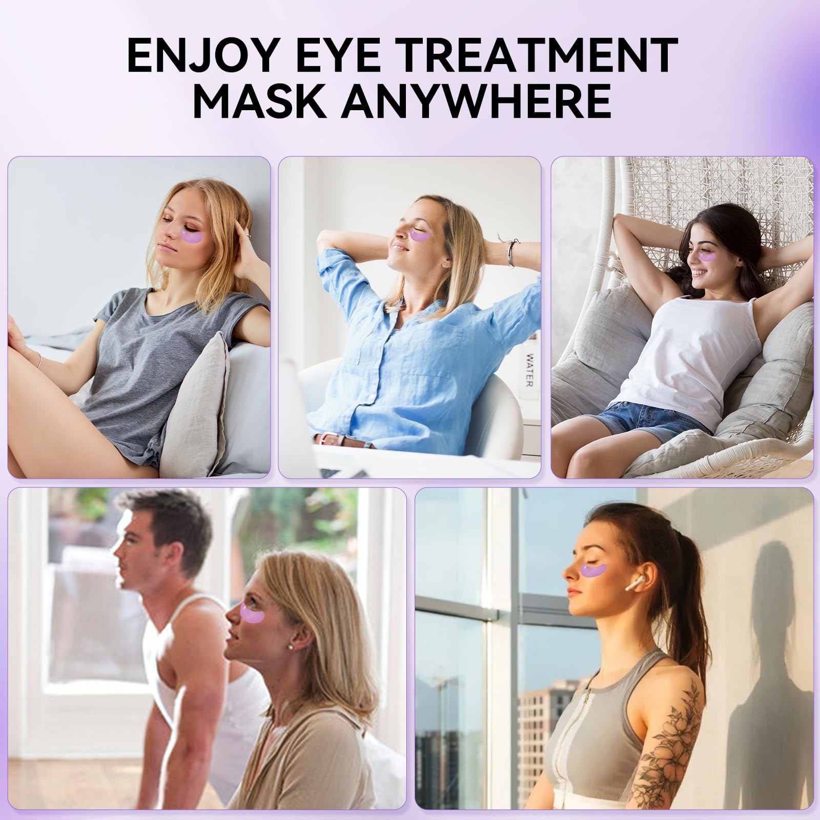 BREYLEE Aloe Vera Eye Masks– 60 Pcs - Puffy Eyes and Dark Circles Treatments – Look Younger and Reduce Wrinkles and Fine Lines Undereye, Improve and Firm eye Skin - Pure Natural Material Extraction: Retinol purple