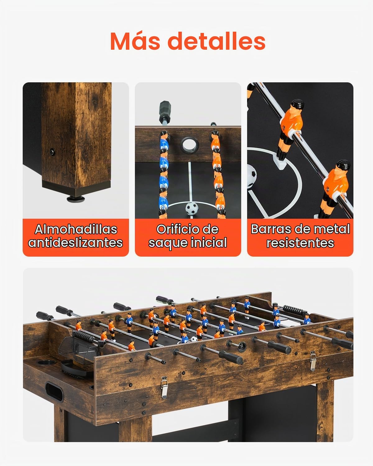 VEVOR Mesa de Juego Combinada 3 en 1 de 137,1 cm, con Air Hockey, Ping Pong, Futbolín, Empujadores y Discos, Mesa de Hockey Arcade Accionada por Aire para la Sala de Juegos Familiar y la Oficina
