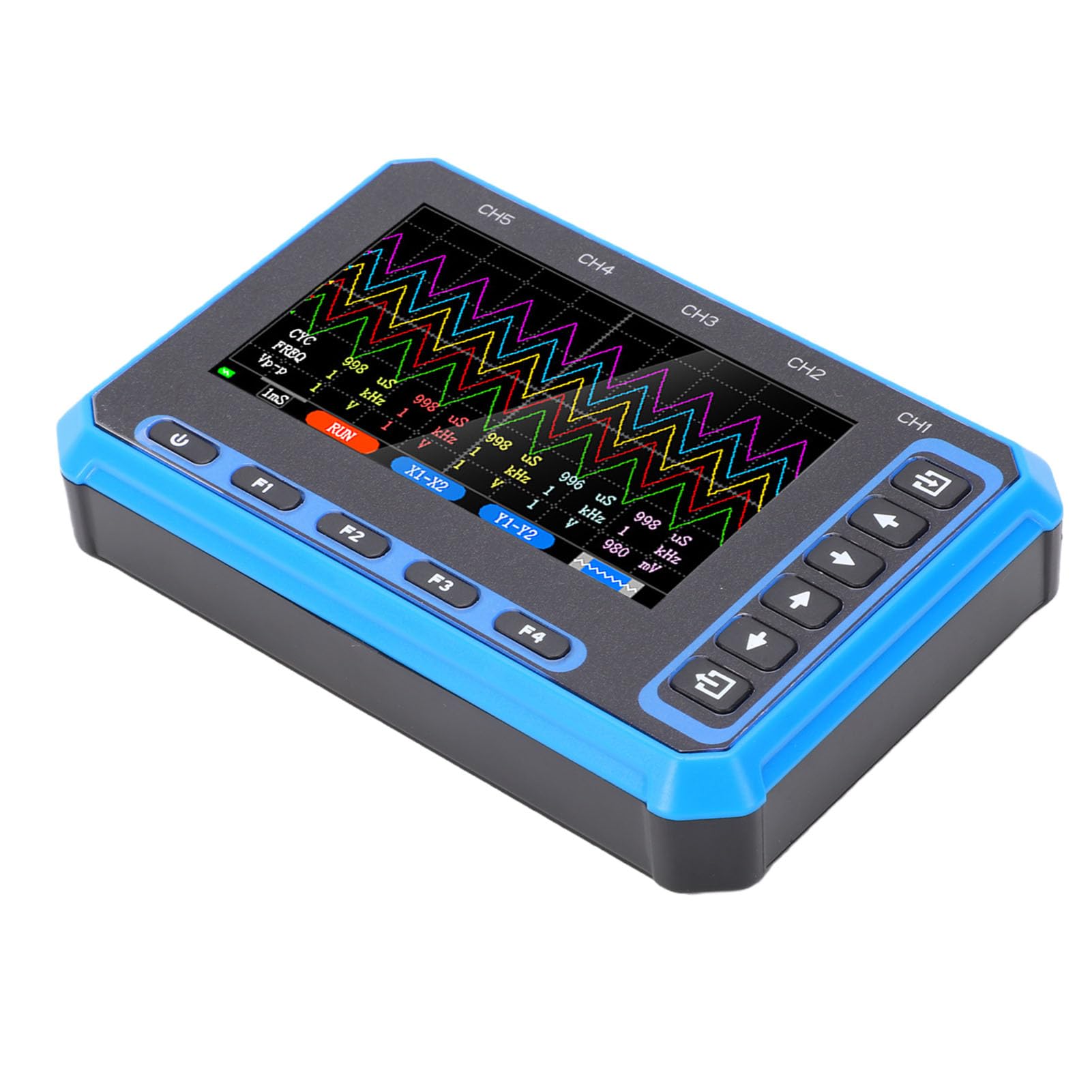 Jiawu Osciloscopio de 5 Canales, Osciloscopio Digital de Frecuencia de Muestreo de 3MHz, Analizador de Forma de Onda Portátil con 5 Sondas 10X para Software de PC Aplicación Móvil