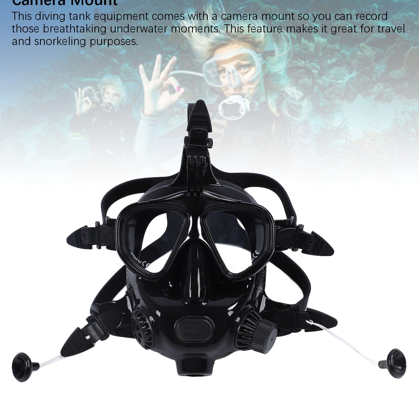 Tanque de Buceo, de Buceo Portátil de 1L para Entrenamiento de Respiración Subacuática con Gafas de Cara Completa