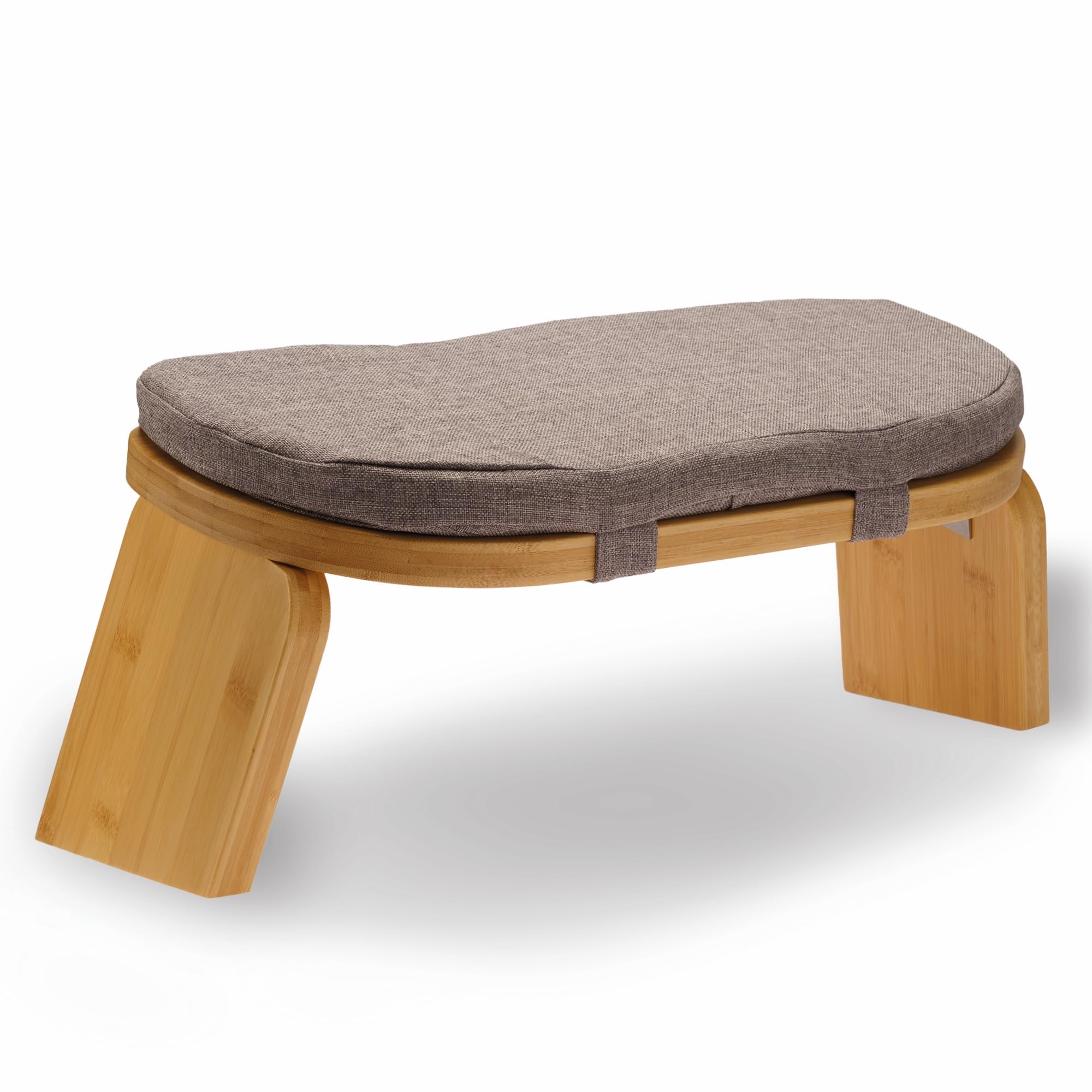 Panca da Meditazione Pieghevole 44x18 cm con Cuscino, Sgabello Yoga in Bambù Ergonomico, Panca Meditazione Sostenibile per Consapevolezza e Sollievo alle Ginocchia