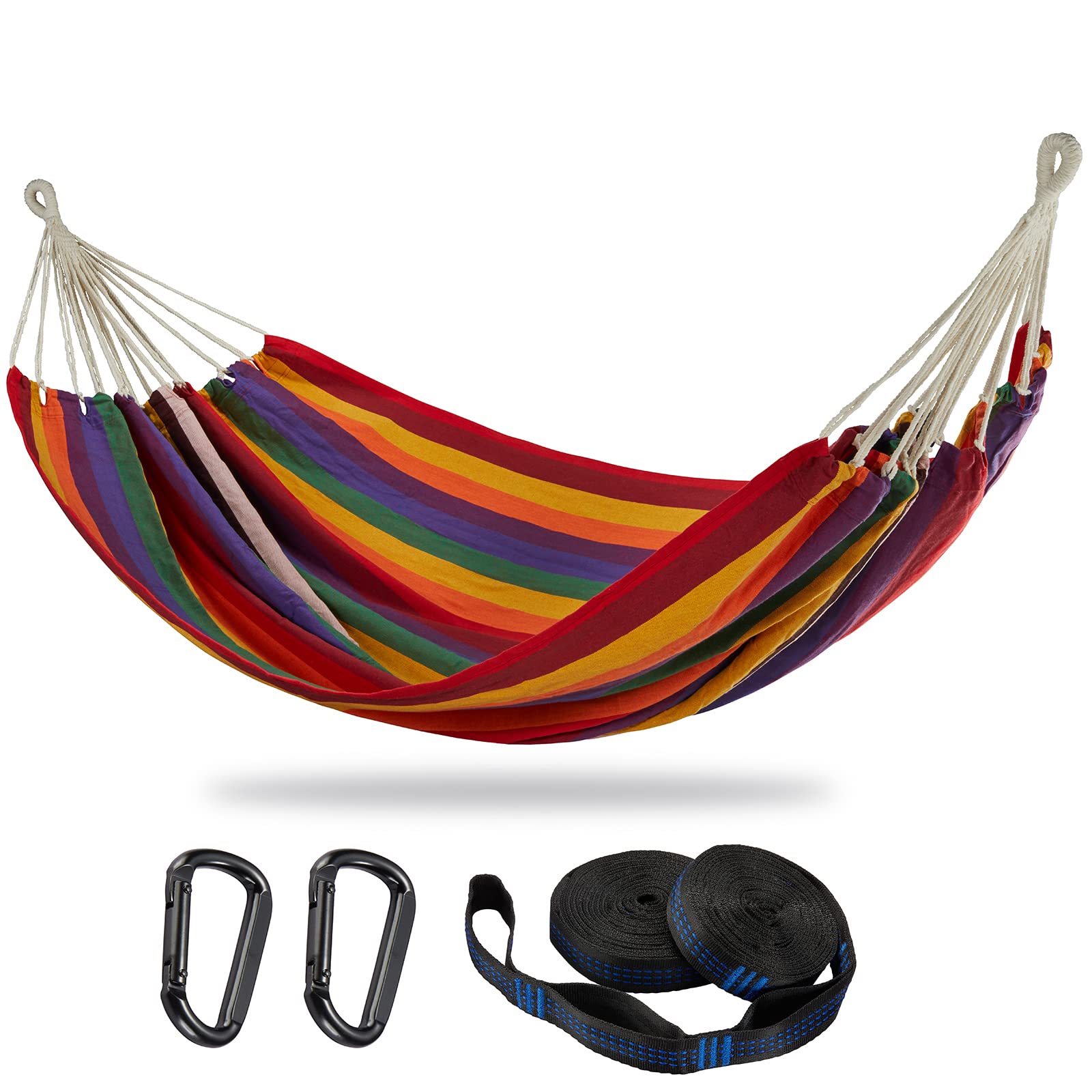 Brazilian Double Hammock with Tree Straps,Extra Large 240x160cm,2 Persons Hammock for Backyard Patio Outdoor and Indoor,450lbs Weight Capacity,Soft Woven Cotton Fabric