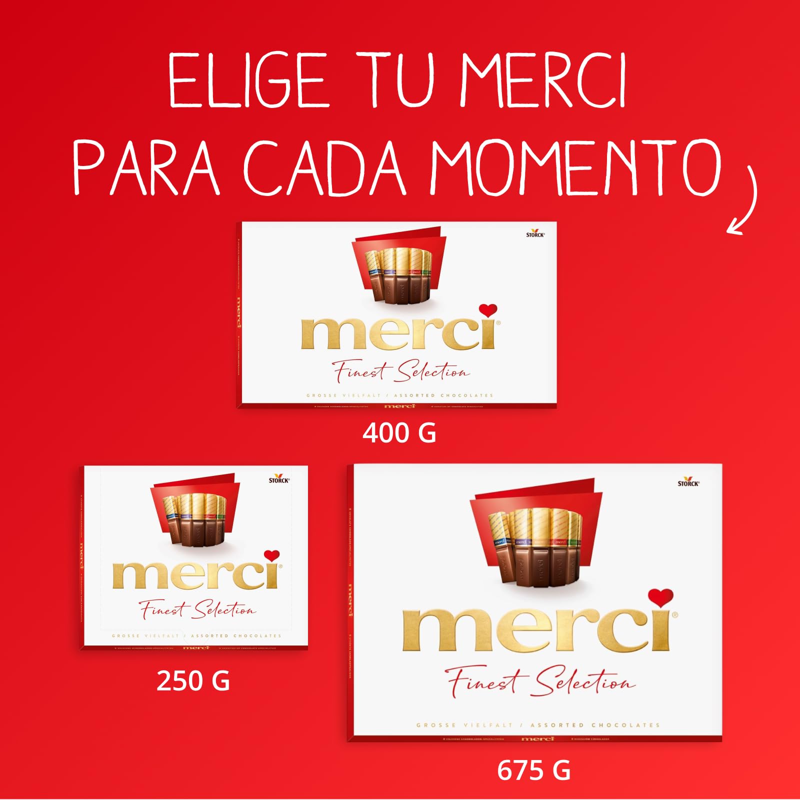 merci Finest Selection Gran Variedad – 400 g – Caja de Bombones para Regalar – Surtido de 8 Especialidades de Chocolate con y sin Relleno – Selección Premium – Sin Gluten y Aptos para Vegetarianos