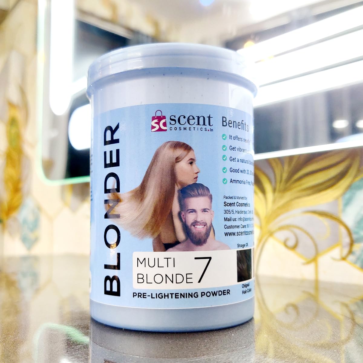Scent Cosmetics Professional Blonder Powder for Hair (175G), Hair Lightning, Bleaching Powder, Upto 9 Levels Lift, Suitable for All Hair Types