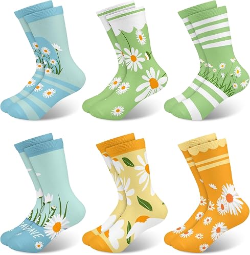 Queenshin Flower Socks Girls Crew Print Patterned Funny Cute Novelty Socks 8-11Y