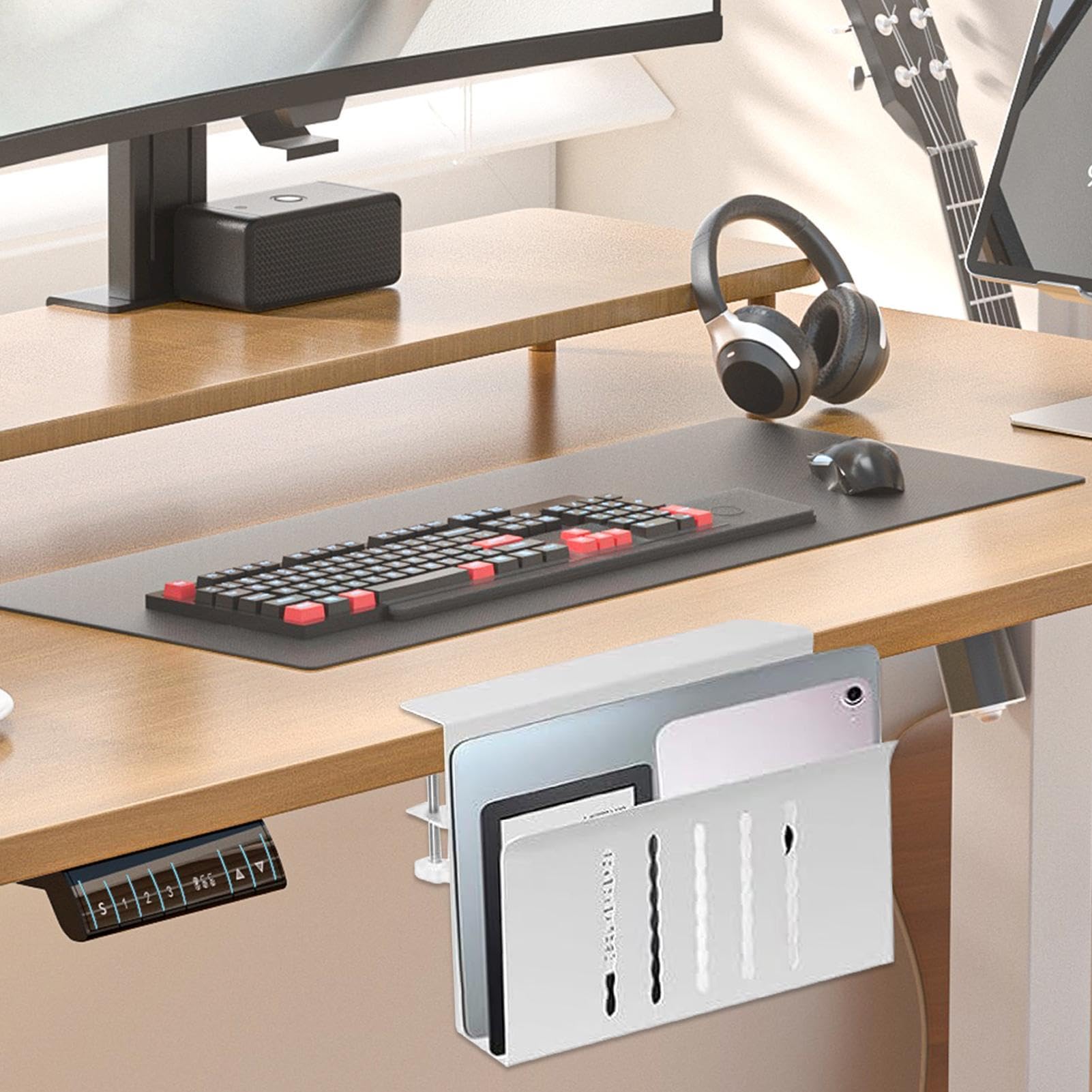 Organizer da scrivania | Supporto verticale per laptop in lega di | alluminio, organizer da scrivania multifunzionale per computer portatile, dissipazione del calore, supporto laterale per scri
