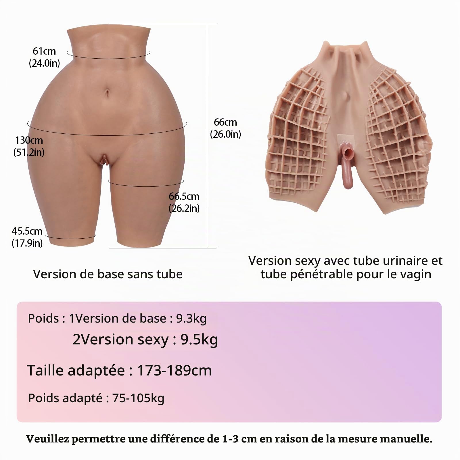 ROANYER Silicone Agrandissement des Hanches Faux vagin réaliste Pantalon Chatte avec cathéter sous-vêtements Crossdresser transgenre travesti shemale