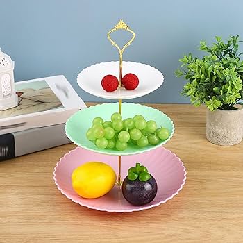 Amazon｜プラスチック ケーキスタンド お皿 コンパクト 果物収納