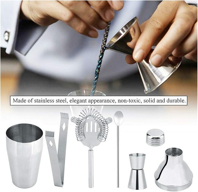 Kit de Coctelera HHWKSJ, Set de Bar de 5 Piezas en Acero Inoxidable miniatura 5