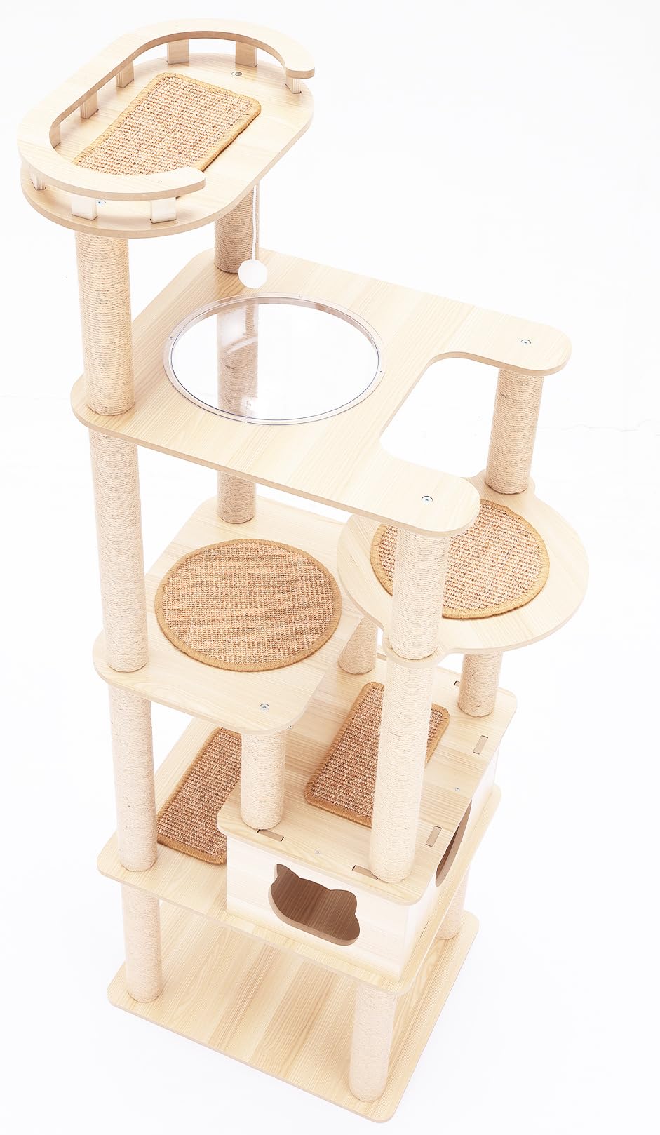 ねこがわら Amazon | 猫家族 キャットタワー 木製 高さ180cmスリムタワー