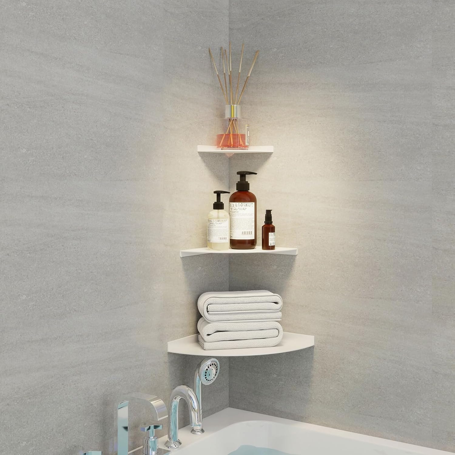 11 Inch Corner Shelf - Heavy Duty 3.0mm Aluminum Alloy Wall Mounted Floating Shelf for Bathroom, Kitchen, Living Room, Office, Bedroom & Dorm - White