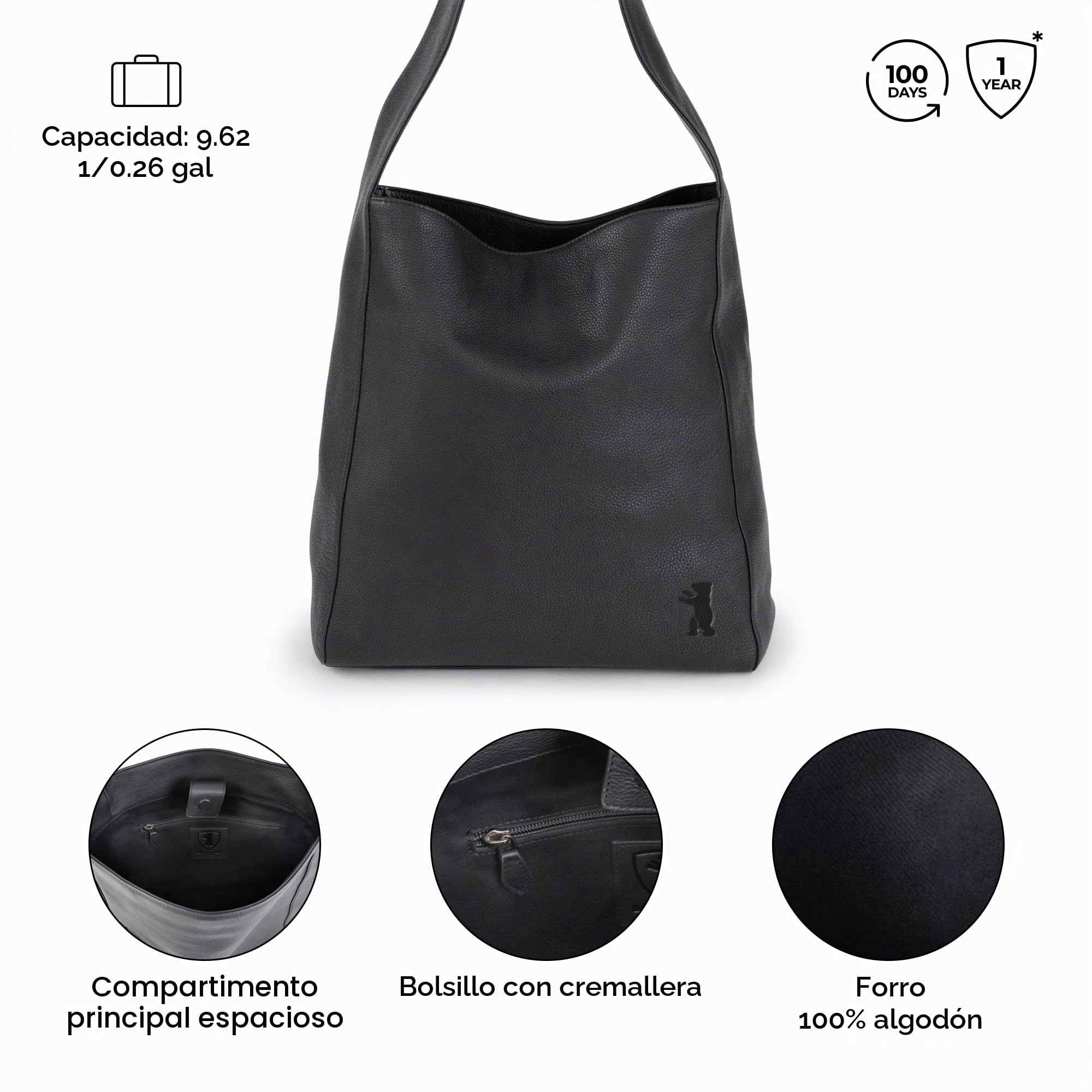 Berliner Bags Atlanta Bolso Hobo Shopper Cuero Mujer Piel Auténtica Grande